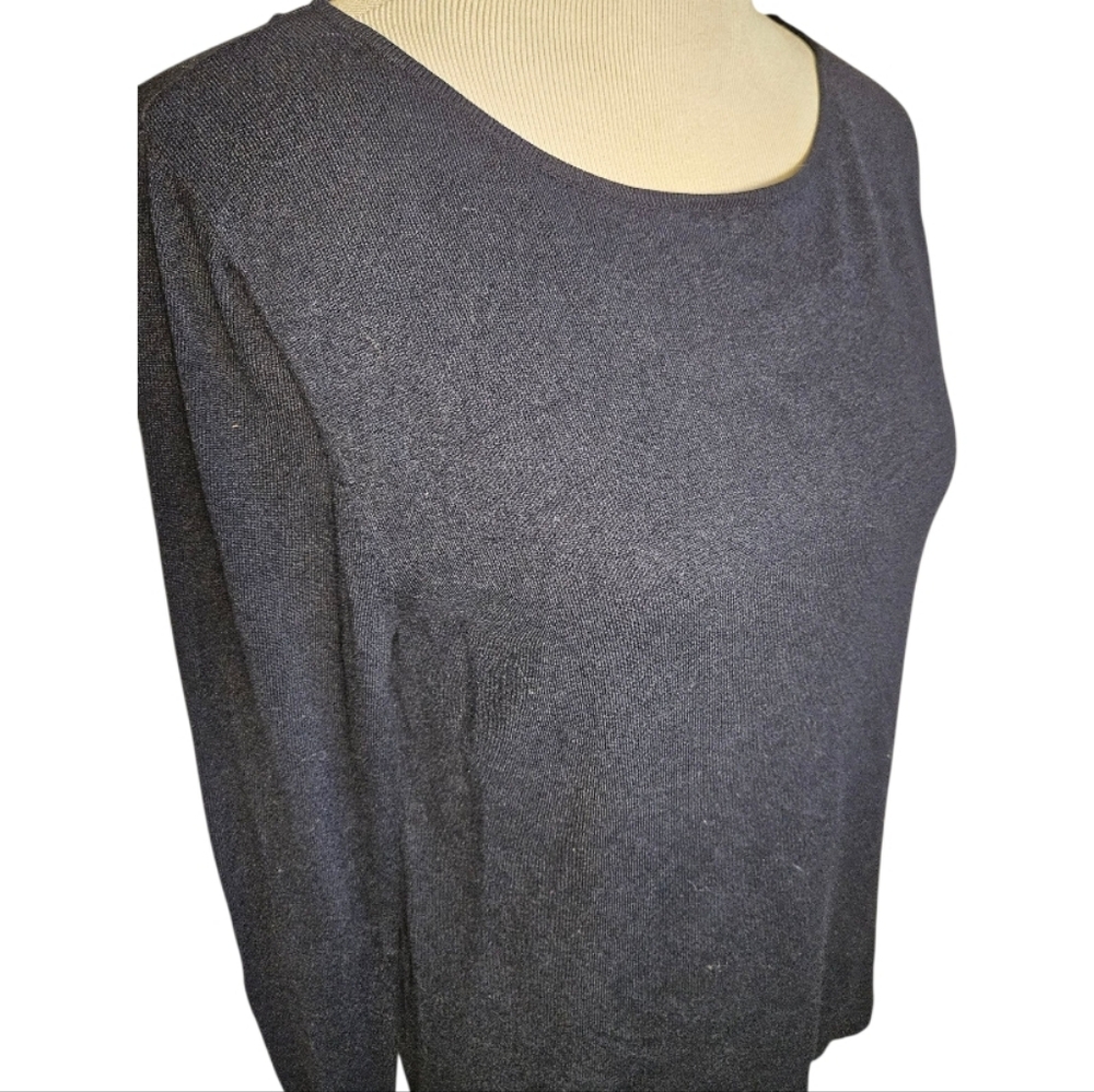 Zara Womens Solid Navy Long Sleeve Crew Neck Knit Top Size Small